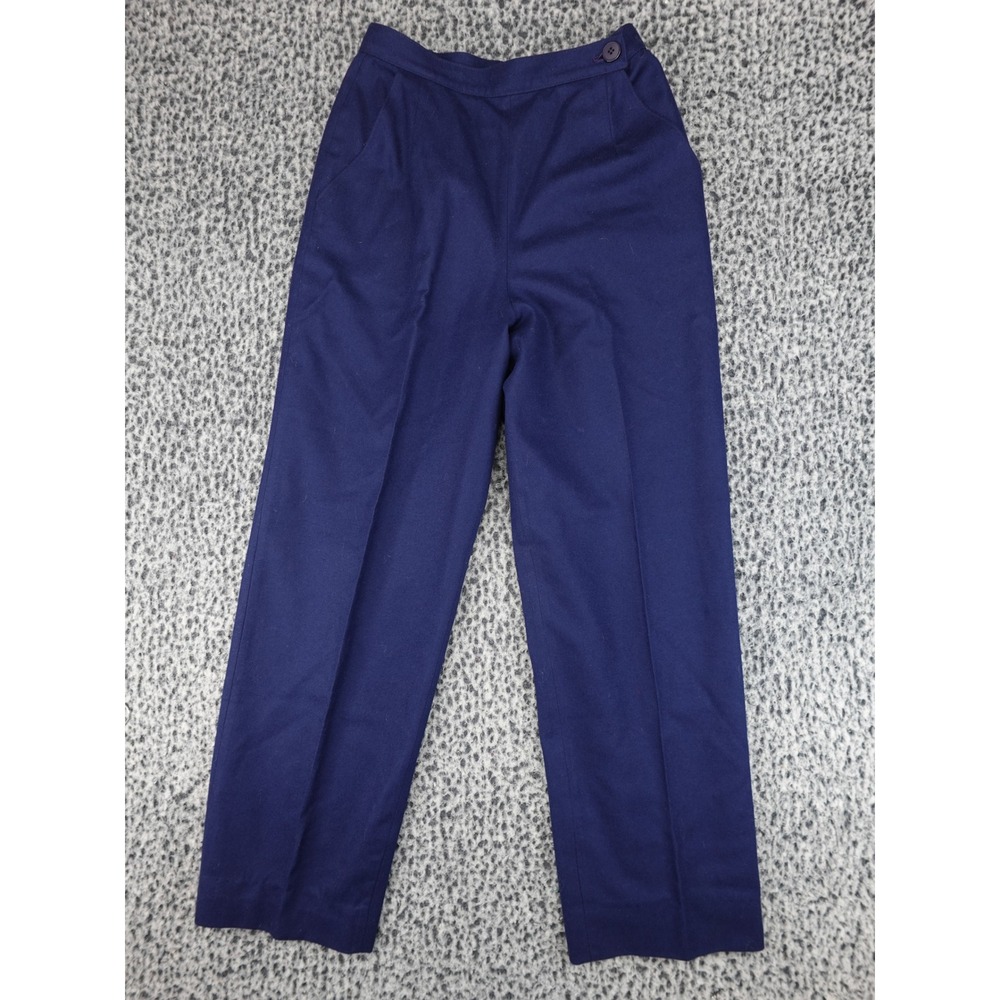 Pendleton Wool Trousers Womens 10 Navy Blue Vintage High Waist Made in USA